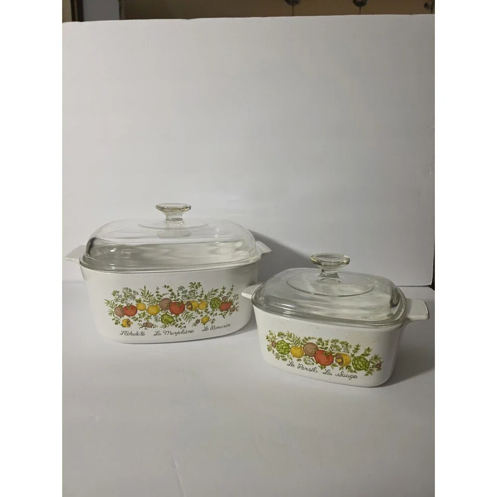 Vtg Corning Ware Spice of Life Casserole Set 2-Pc w Lids A-5-B & A-1 1/2-B